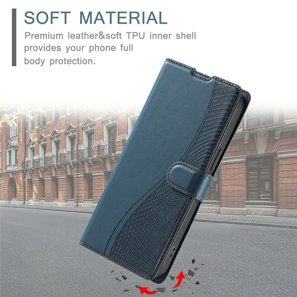 For iPhone 17 Pro Max Case Dots Imprinted PU Leather Flip Phone Cover with Card Slot, Strap - Blue