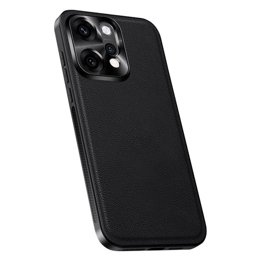 For Oppo Reno14 Pro 5G (Global) Case PU + TPU + PC Phone Back Cover with Metal Lens Frame - Black