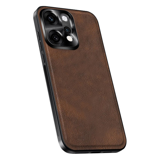 For Oppo Reno14 Pro 5G (Global) Case PU + TPU + PC Phone Back Cover with Metal Lens Frame - Brown
