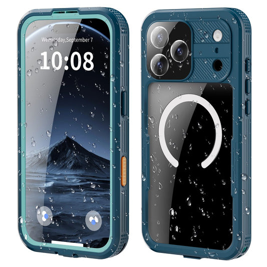 SHELLBOX For iPhone 17 Pro Max IP68 Waterproof Case Compatible with MagSafe Clear Phone Cover - Blue
