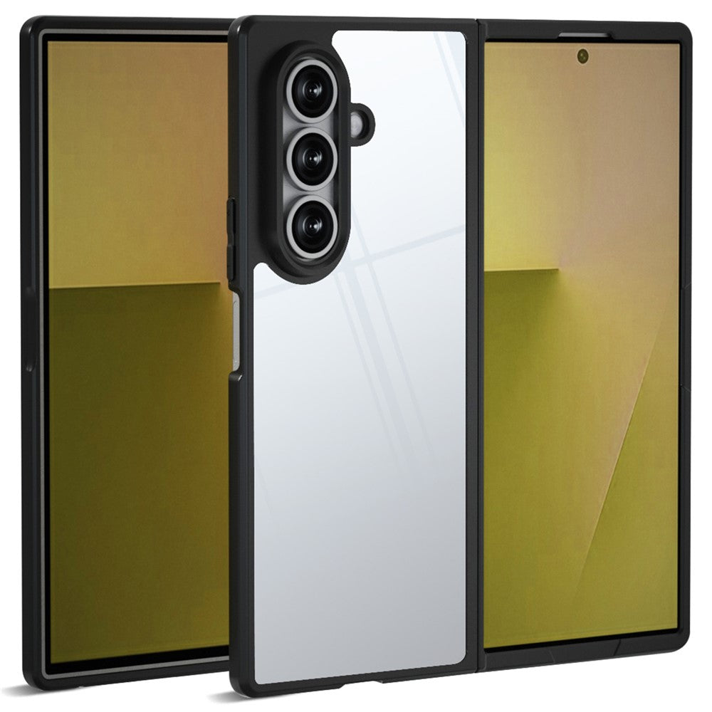 IBMRS For Samsung Galaxy Z Fold7 5G Case Soft TPU Frame Hard PC Back Anti-Fall Phone Cover - Transparent Black