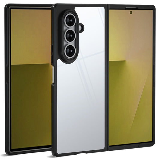 IBMRS For Samsung Galaxy Z Fold7 5G Case Soft TPU Frame Hard PC Back Anti-Fall Phone Cover - Transparent Black