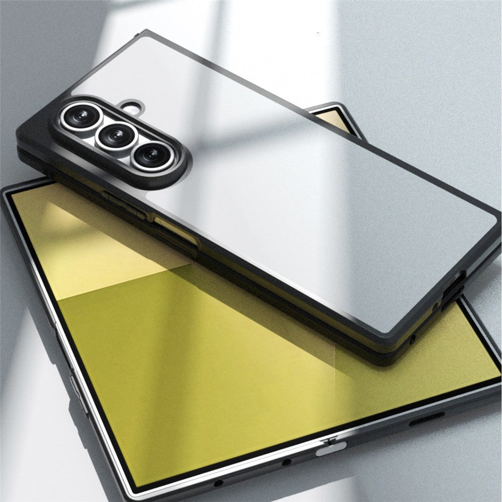 IBMRS For Samsung Galaxy Z Fold7 5G Case Soft TPU Frame Hard PC Back Anti-Fall Phone Cover - Transparent Black