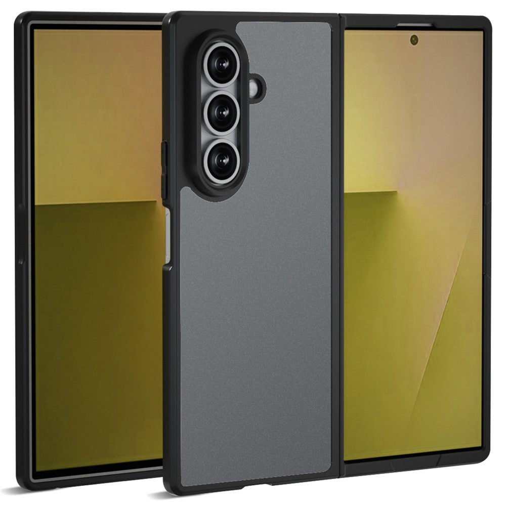 IBMRS For Samsung Galaxy Z Fold7 5G Case Soft TPU Frame Hard PC Back Anti-Fall Phone Cover - Matte Black