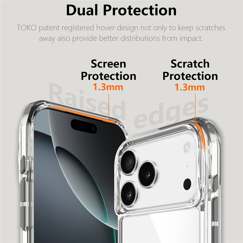 For iPhone 17 Pro Max Case Anti-Scratch TPU + PC Hybrid Clear Phone Cover