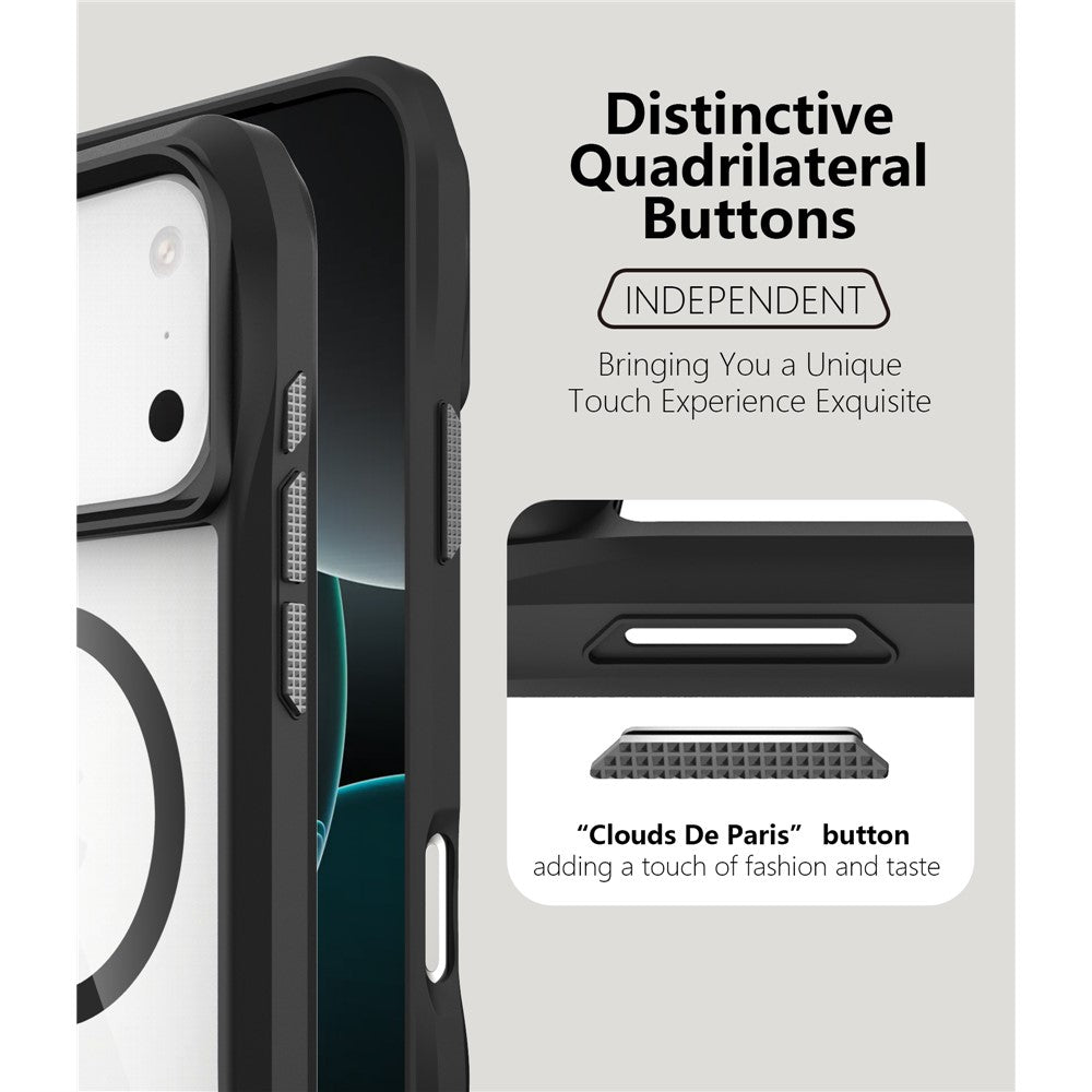 For iPhone 17 Pro Max Case Compatible with MagSafe Solid Border TPU + PC Phone Cover - Black