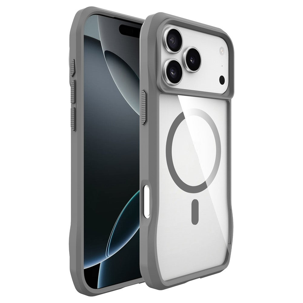 For iPhone 17 Pro Max Case Compatible with MagSafe Solid Border TPU + PC Phone Cover - Grey