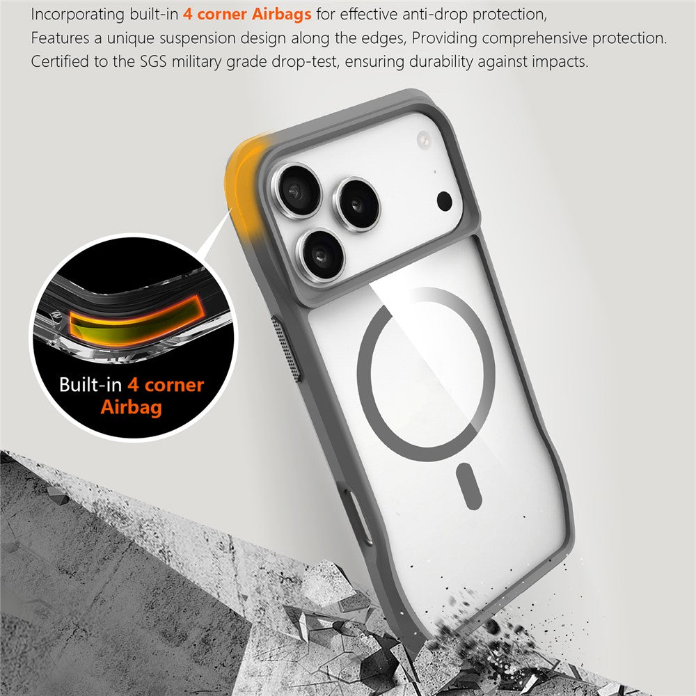 For iPhone 17 Pro Max Case Compatible with MagSafe Solid Border TPU + PC Phone Cover - Grey