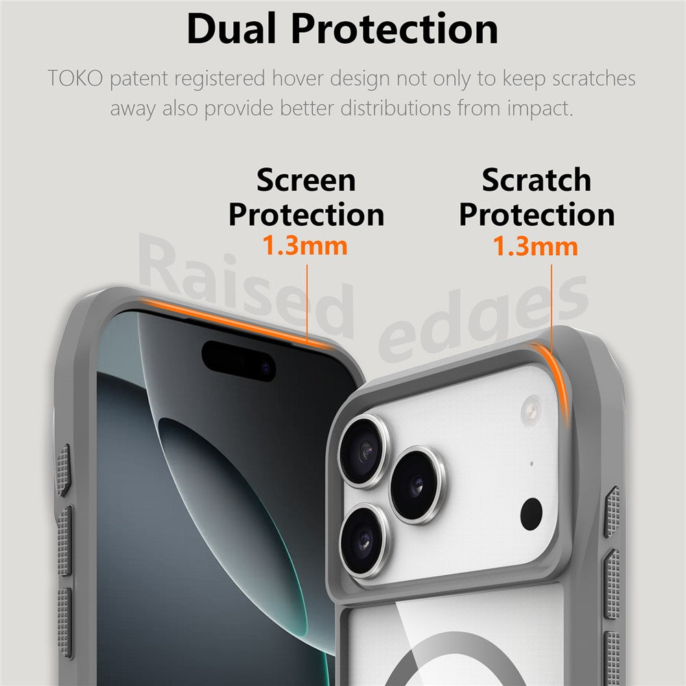 For iPhone 17 Pro Max Case Compatible with MagSafe Solid Border TPU + PC Phone Cover - Grey