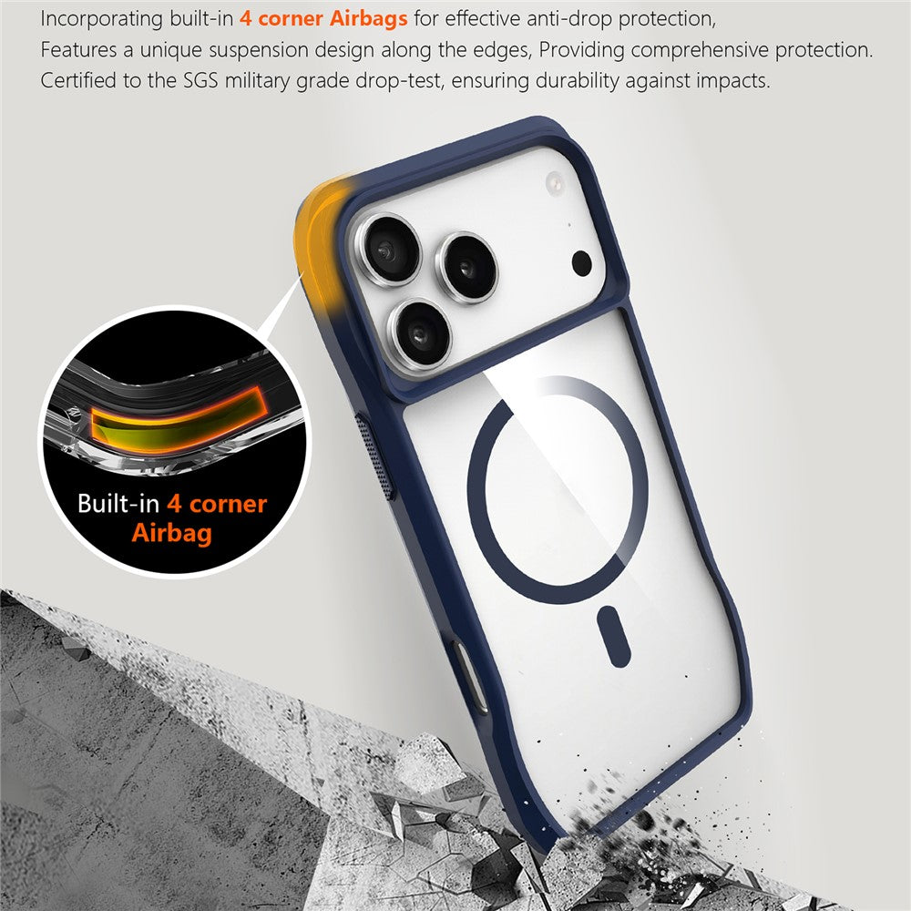 For iPhone 17 Pro Max Case Compatible with MagSafe Solid Border TPU + PC Phone Cover - Blue