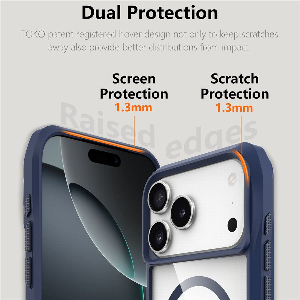 For iPhone 17 Pro Max Case Compatible with MagSafe Solid Border TPU + PC Phone Cover - Blue