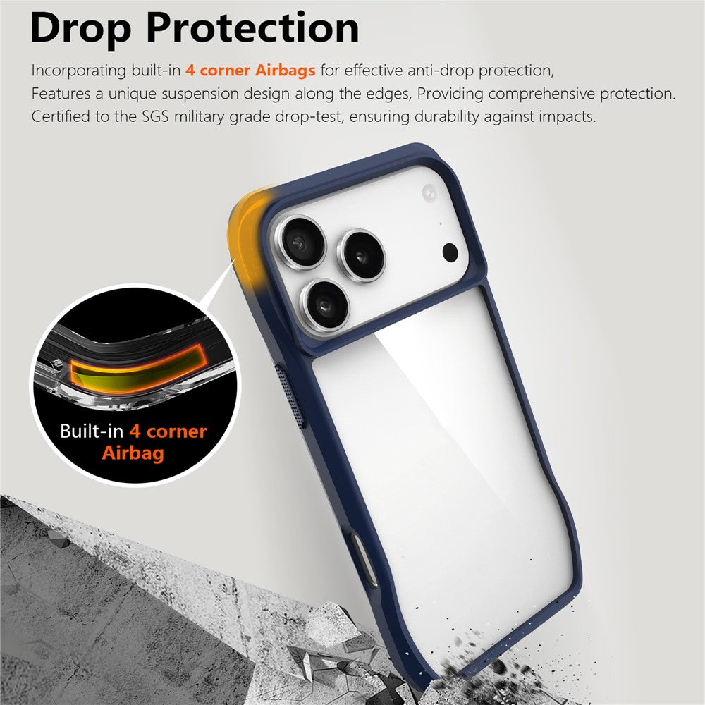 For iPhone 17 Pro Max Case Anti-Scratch TPU + PC Hybrid Phone Cover - Blue