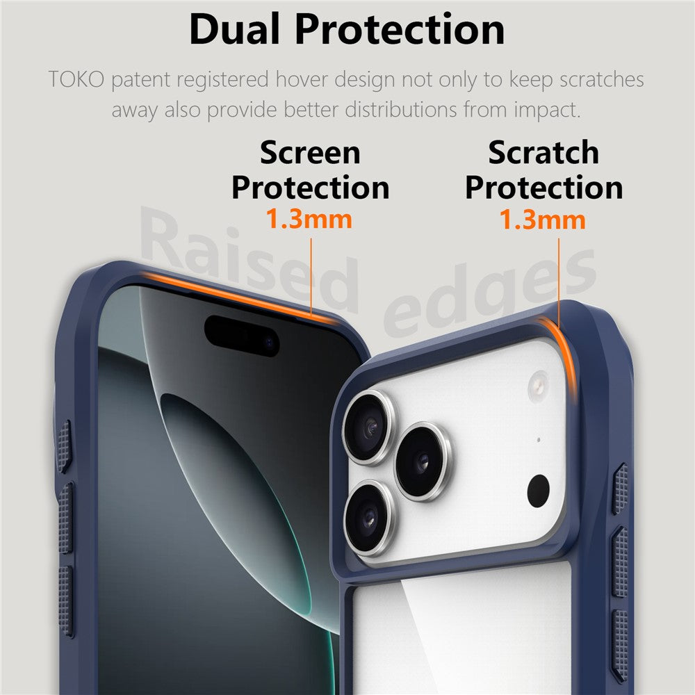 For iPhone 17 Pro Max Case Anti-Scratch TPU + PC Hybrid Phone Cover - Blue