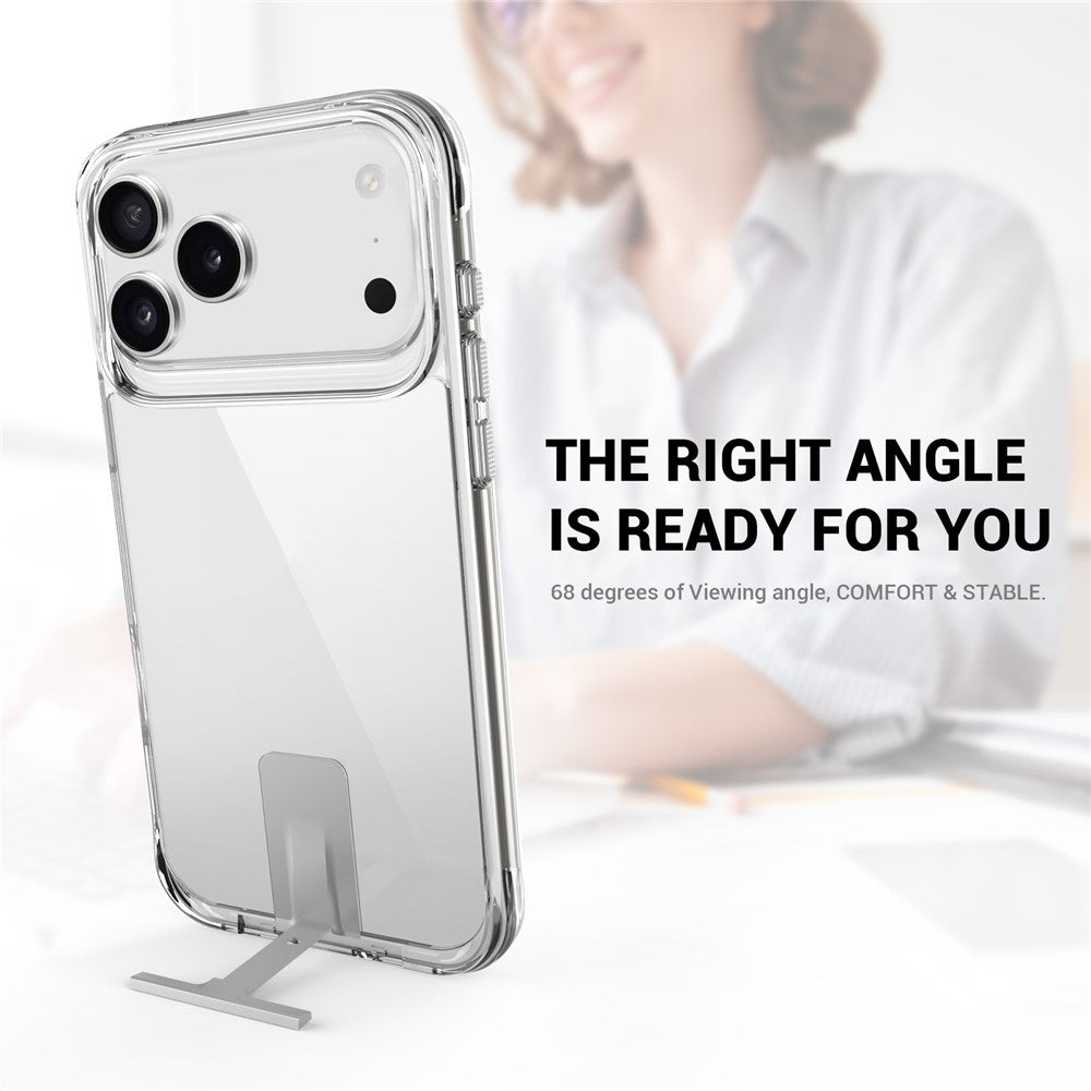 For iPhone 17 Pro Max Case TPU + PC Transparent Phone Cover with Kickstand