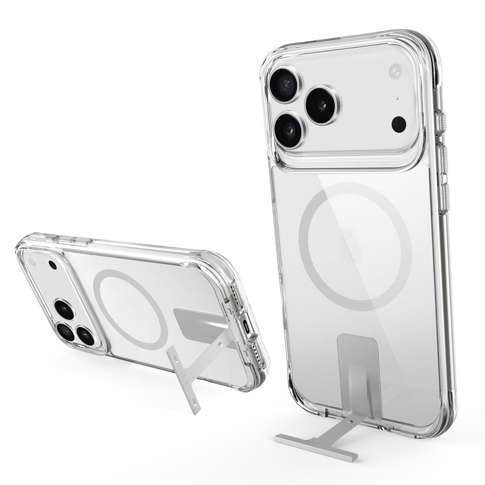For iPhone 17 Pro Max Case Compatible with MagSafe TPU + PC Clear Phone Cover with Kickstand - Transparent