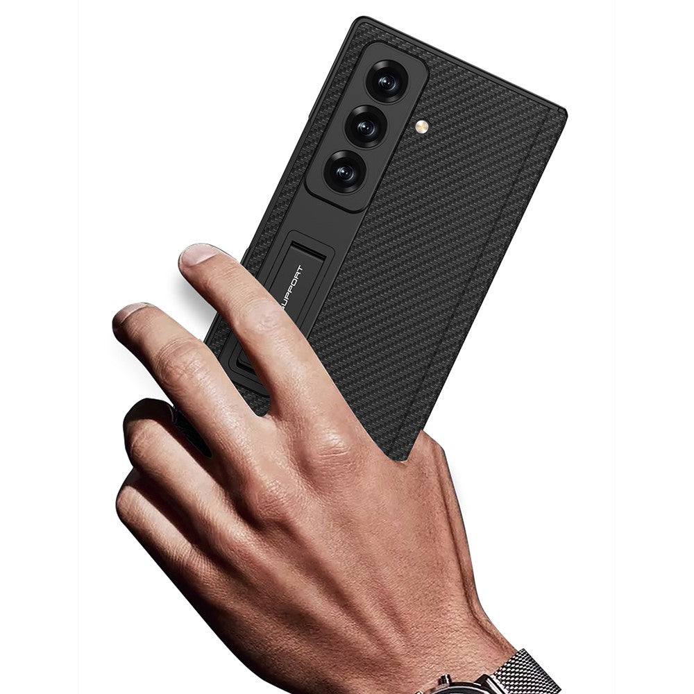 GKK For Samsung Galaxy Z Fold7 5G Case with Kickstand Hinge Protection PC + Tempered Glass Phone Cover - Black