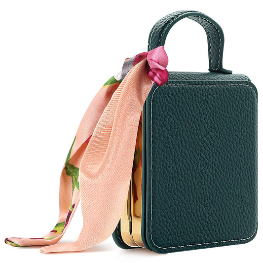 For Samsung Galaxy Z Flip7 5G Case PU Leather + PC Tote Phone Cover with Mirror - Green