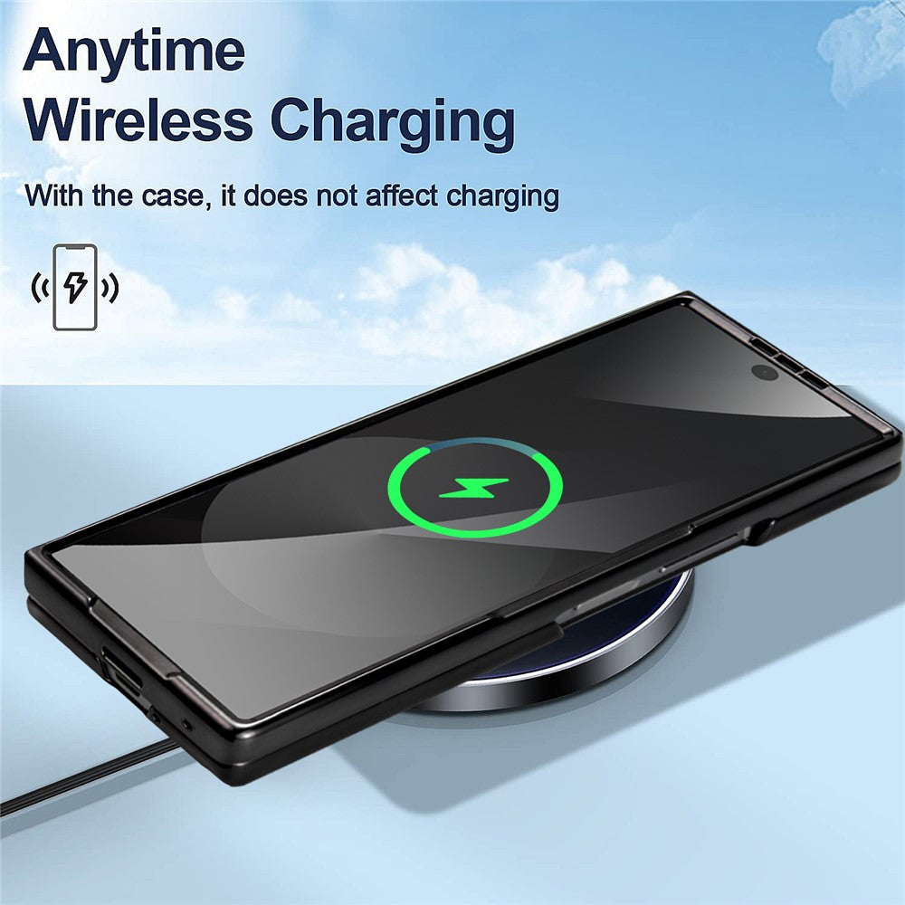 For Samsung Galaxy Z Fold7 5G Case Rhombus Grid Phone Cover with Tempered Glass Film - Pink