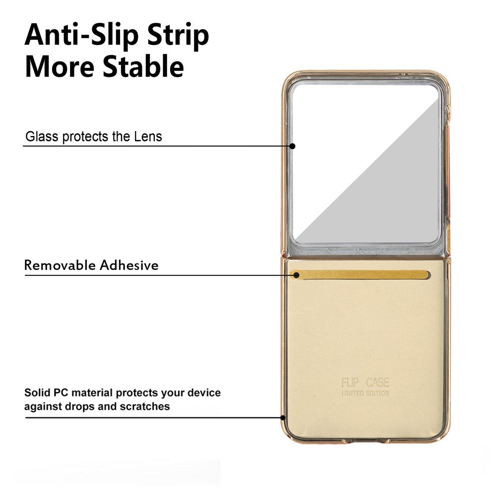 For Samsung Galaxy Z Flip7 5G Case Rhombus Grid Phone Cover with Tempered Glass Film - Blackish Green