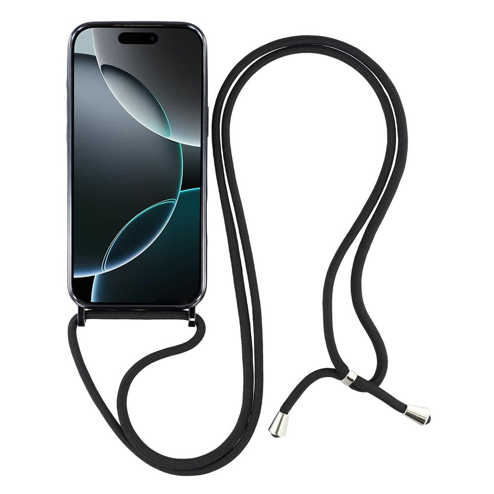 For iPhone 17 Pro Max Case Compatible with MagSafe Electroplating Edge TPU Phone Cover with Screen Film / Shoulder Strap - Black