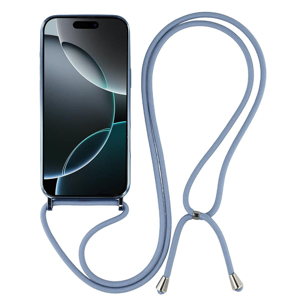 For iPhone 17 Pro Max Case Compatible with MagSafe Electroplating Edge TPU Phone Cover with Shoulder Strap - Blue