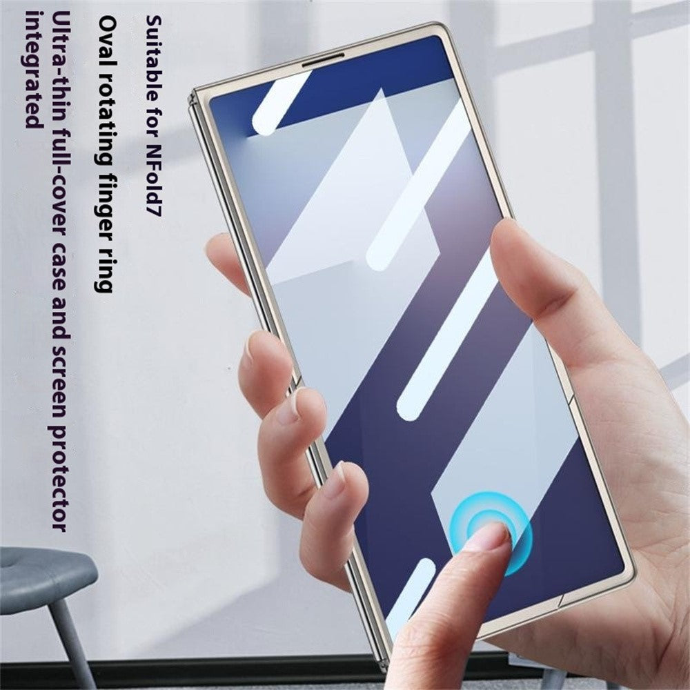 GKK For Samsung Galaxy Z Fold7 5G Case Oval Kickstand Hard PC Phone Back Cover with Small Film - Silver