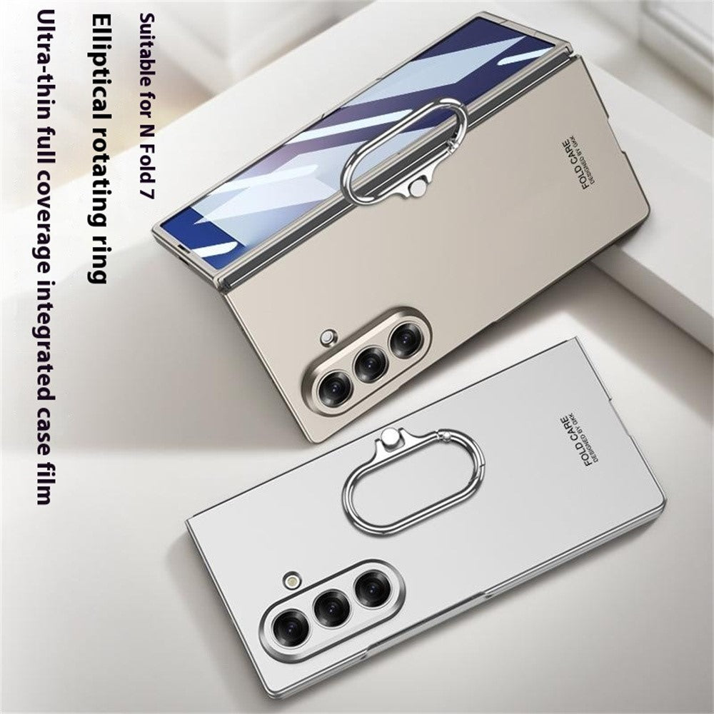 GKK For Samsung Galaxy Z Fold7 5G Case Oval Kickstand Hard PC Phone Back Cover with Small Film - Silver