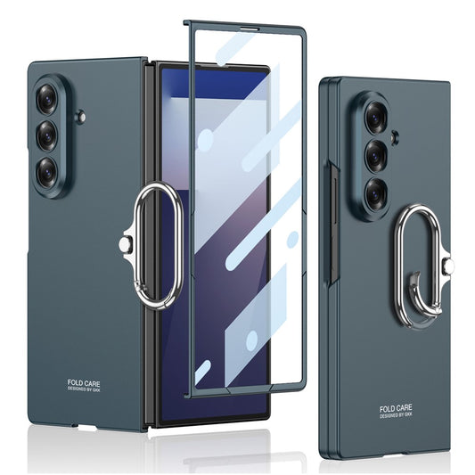 GKK For Samsung Galaxy Z Fold7 5G Case Oval Kickstand Hard PC Phone Back Cover with Small Film - Green