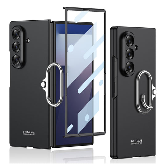 GKK For Samsung Galaxy Z Fold7 5G Case Oval Kickstand Hard PC Phone Back Cover with Small Film - Black
