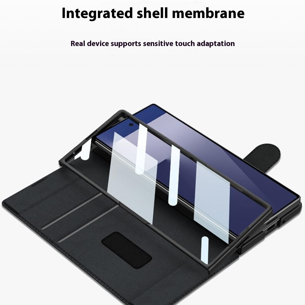 GKK For Samsung Galaxy Z Fold7 5G Stand Case with Card Holder PU PC Tempered Glass Phone Cover Magnetic Closure - Green