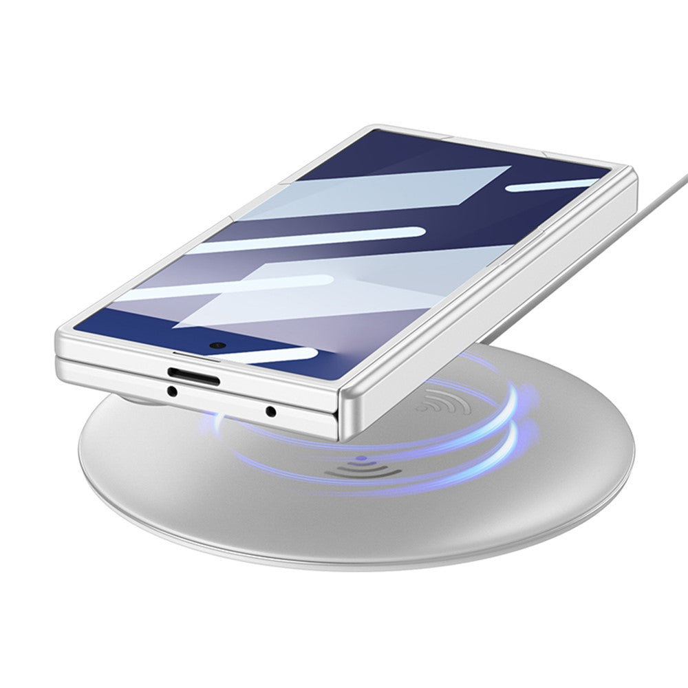 GKK For Samsung Galaxy Z Fold7 5G Kickstand Case Hinge Protection PU PC Tempered Glass Phone Cover - White