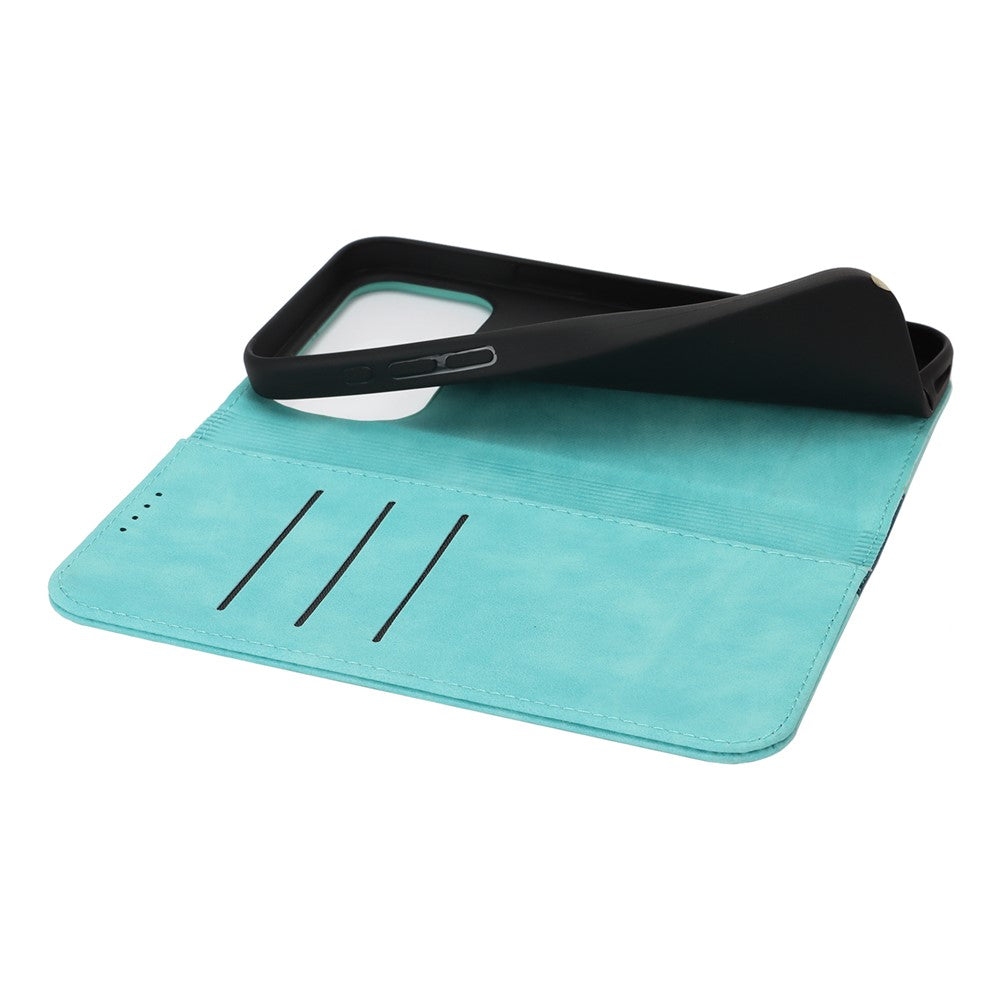 For iPhone 17 Pro Max Case Calf Texture 3 Card Slots Color Splicing Leather Phone Cover - Light Blue+Dark Blue