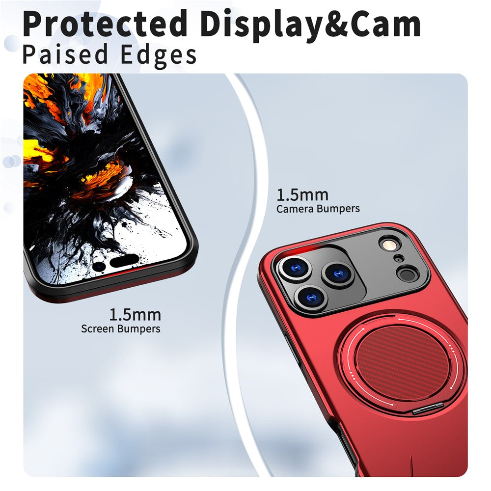 For iPhone 17 Pro Max Magnetic Case Rotating Kickstand TPU + PC Phone Cover - Red