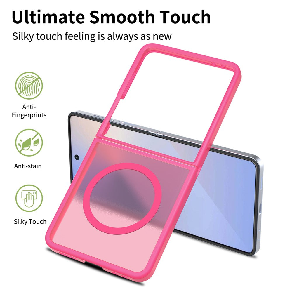 For Samsung Galaxy Z Flip7 5G Case PC + TPU Kickstand Phone Cover with Tempered Glass Screen Film - Rose