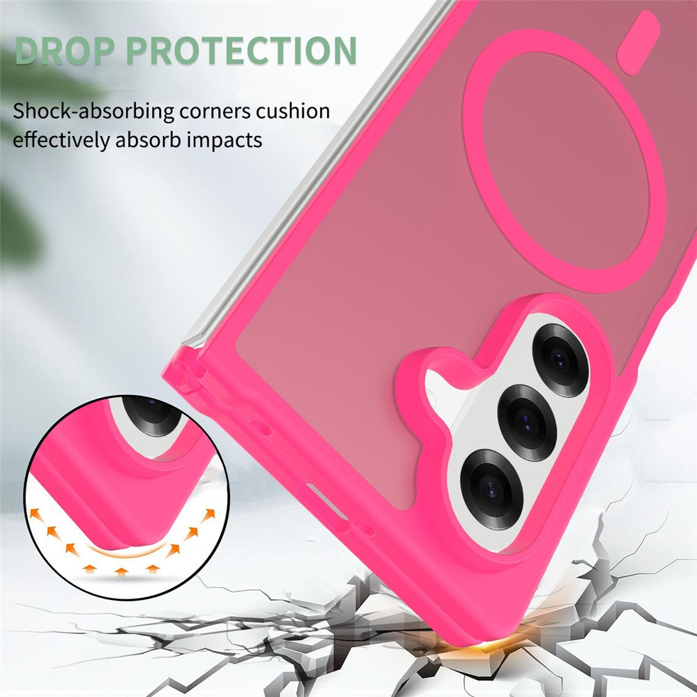 For Samsung Galaxy Z Fold7 5G Case PC + TPU Kickstand Phone Cover with Tempered Glass Screen Film - Rose