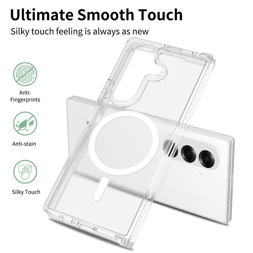 For Samsung Galaxy Z Fold7 5G Case PC + TPU Kickstand Phone Cover with Tempered Glass Screen Film - Translucent