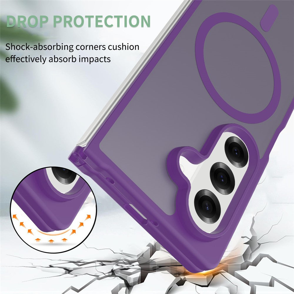 For Samsung Galaxy Z Fold7 5G Case PC + TPU Kickstand Phone Cover with Tempered Glass Screen Film - Dark Purple