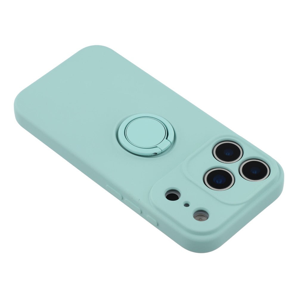 For iPhone 17 Pro Max Silicone Case with Strap Ring Kickstand Phone Cover - Sky Blue