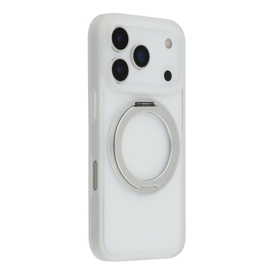 For iPhone 17 Pro Max Case Ring Holder Kickstand PC + TPU Phone Cover - White