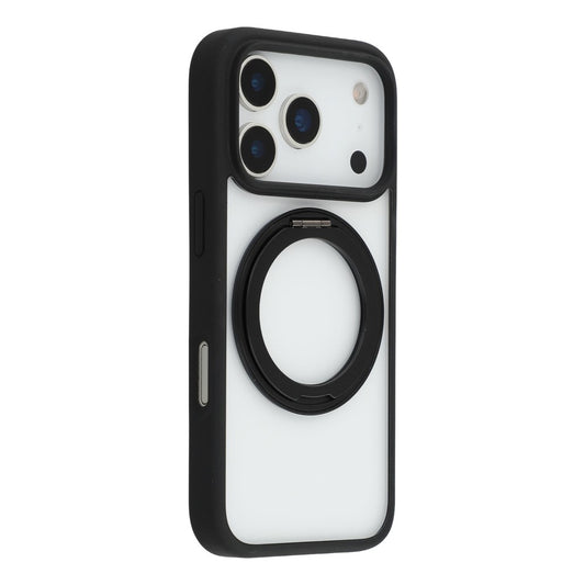 For iPhone 17 Pro Max Case Ring Holder Kickstand PC + TPU Phone Cover - Black