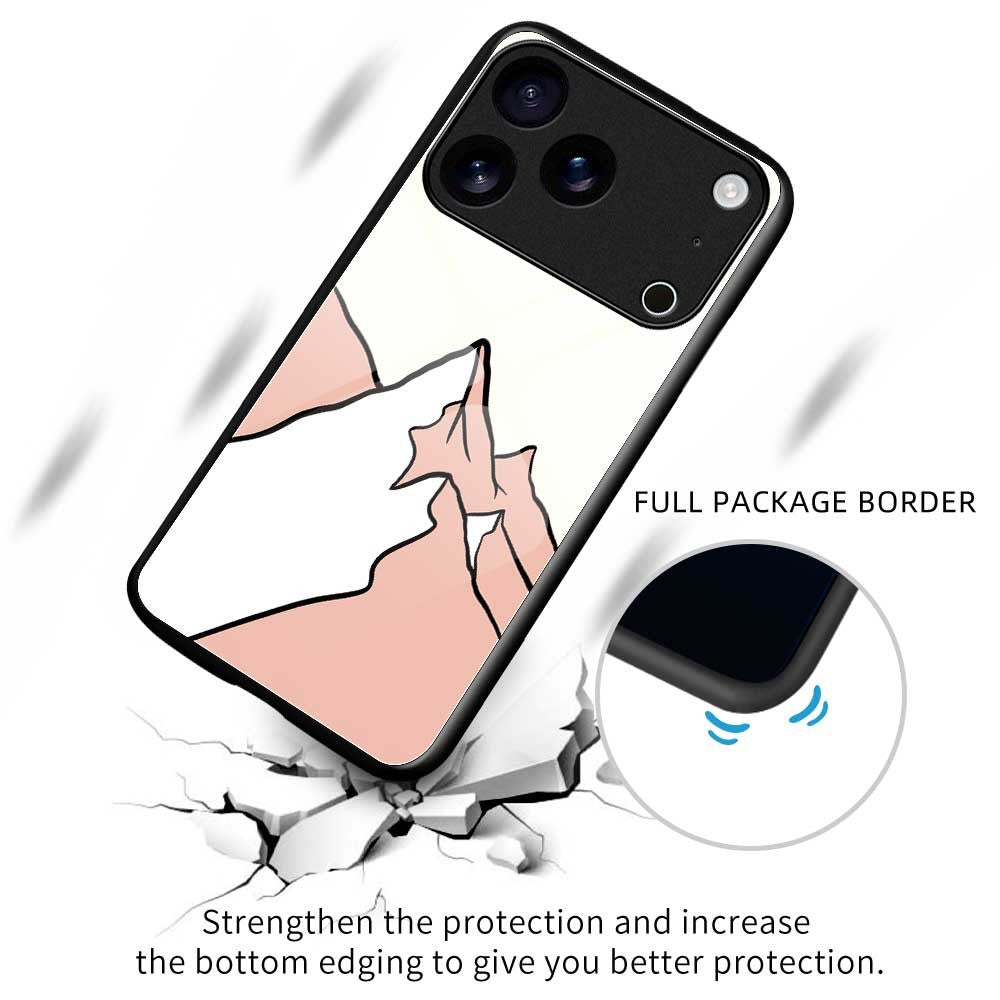 For iPhone 17 Pro Max Case PC TPU Tempered Glass Pattern Printing Phone Back Cover - B0119
