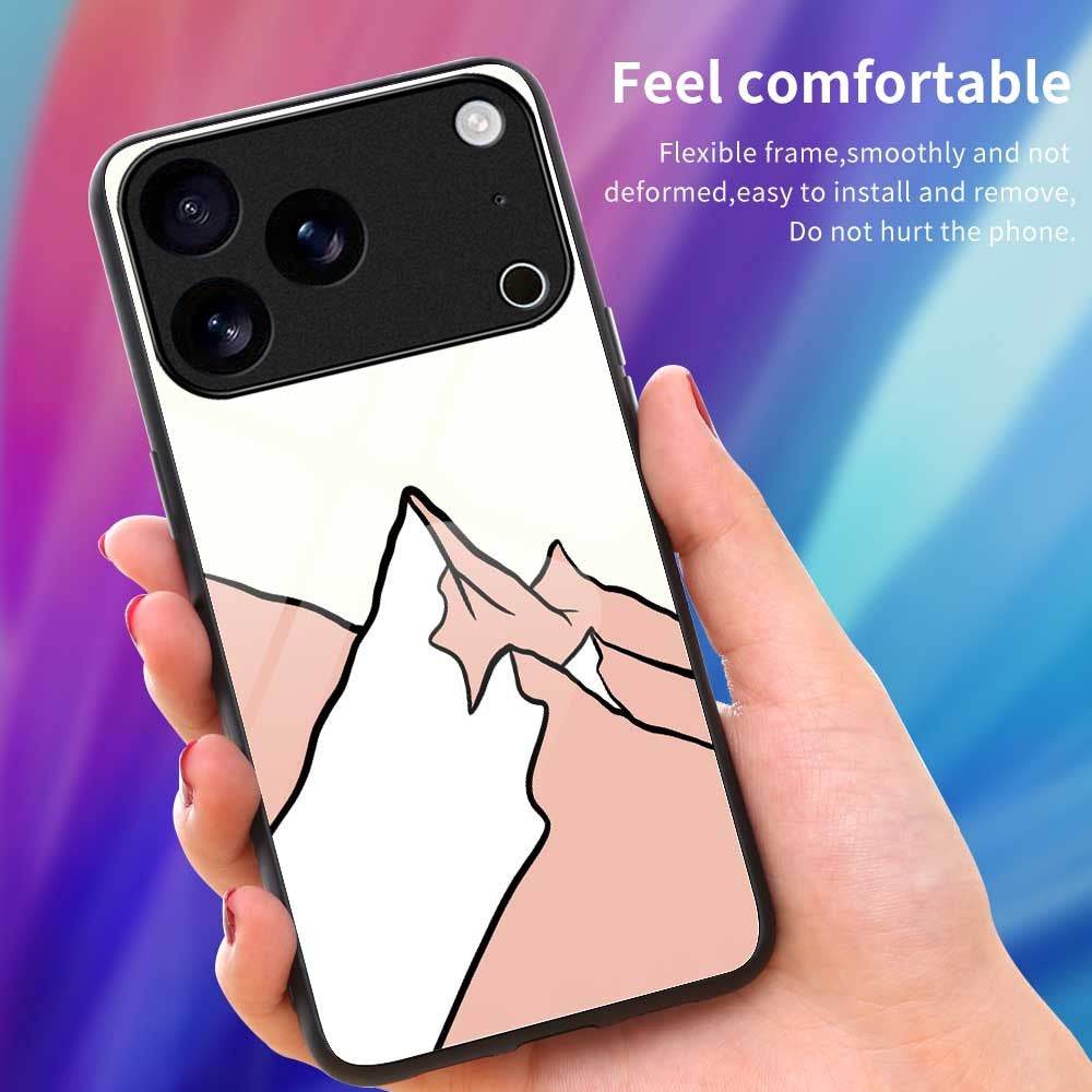 For iPhone 17 Pro Max Case PC TPU Tempered Glass Pattern Printing Phone Back Cover - B0119