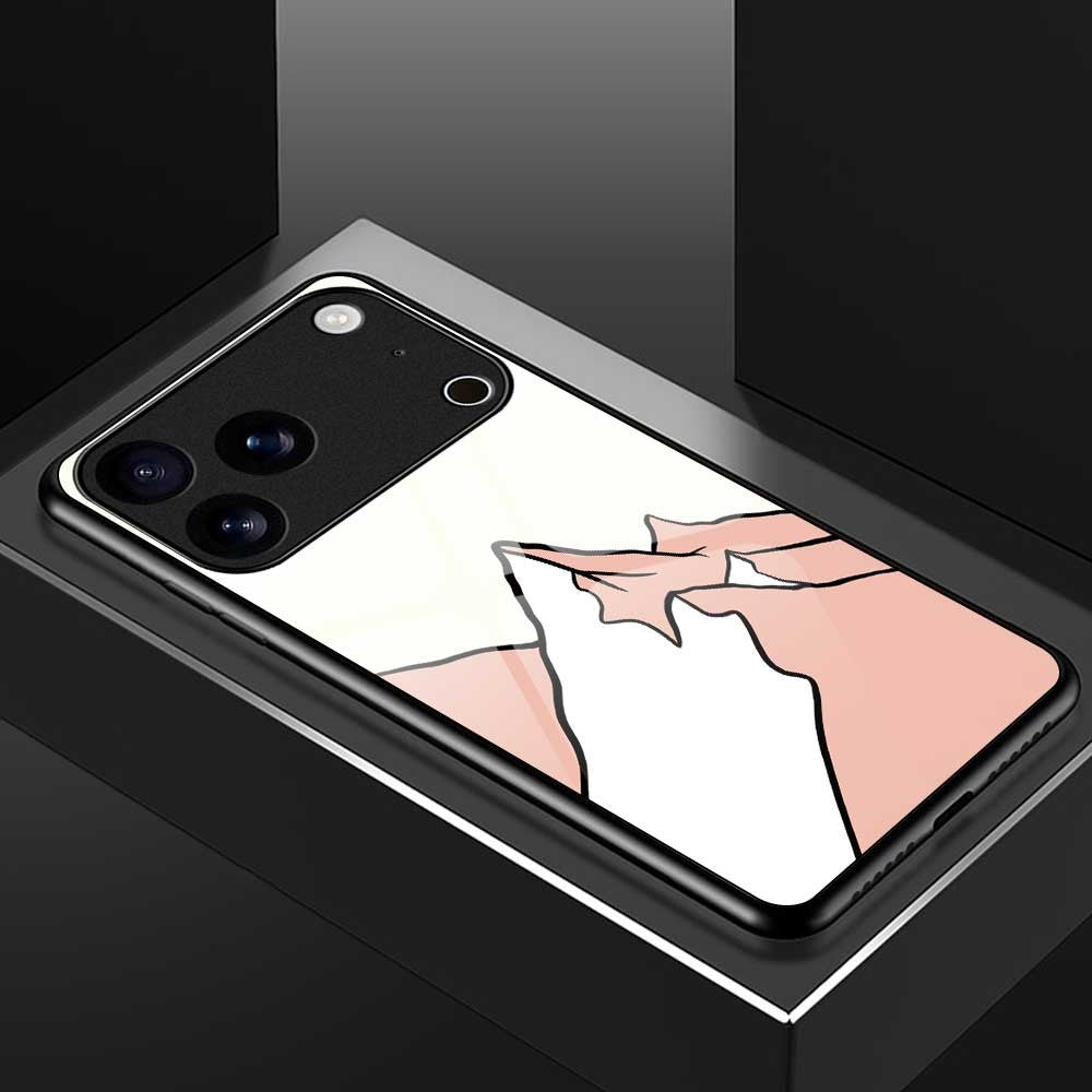 For iPhone 17 Pro Max Case PC TPU Tempered Glass Pattern Printing Phone Back Cover - B0119