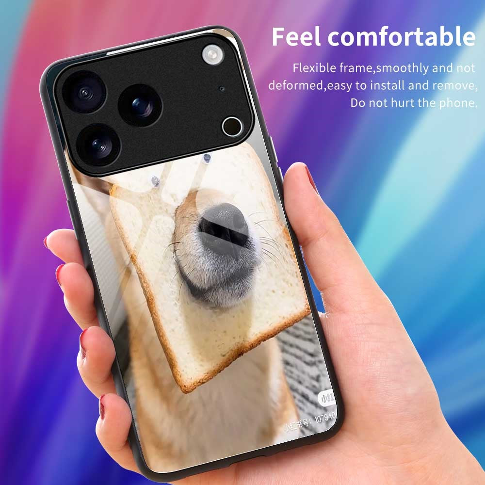 For iPhone 17 Pro Max Case PC TPU Tempered Glass Pattern Printing Phone Back Cover - B0120