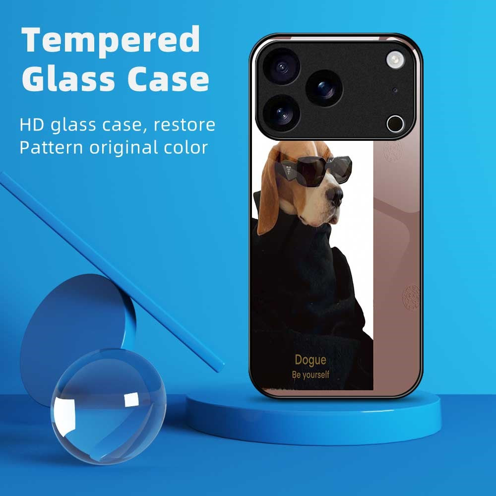 For iPhone 17 Pro Max Case PC TPU Tempered Glass Pattern Printing Phone Back Cover - B0122