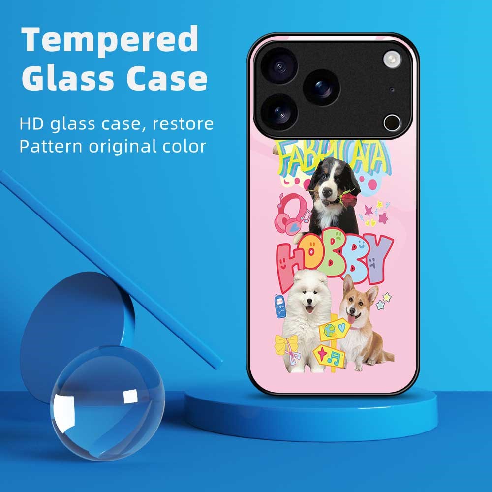 For iPhone 17 Pro Max Case PC TPU Tempered Glass Pattern Printing Phone Back Cover - B0123