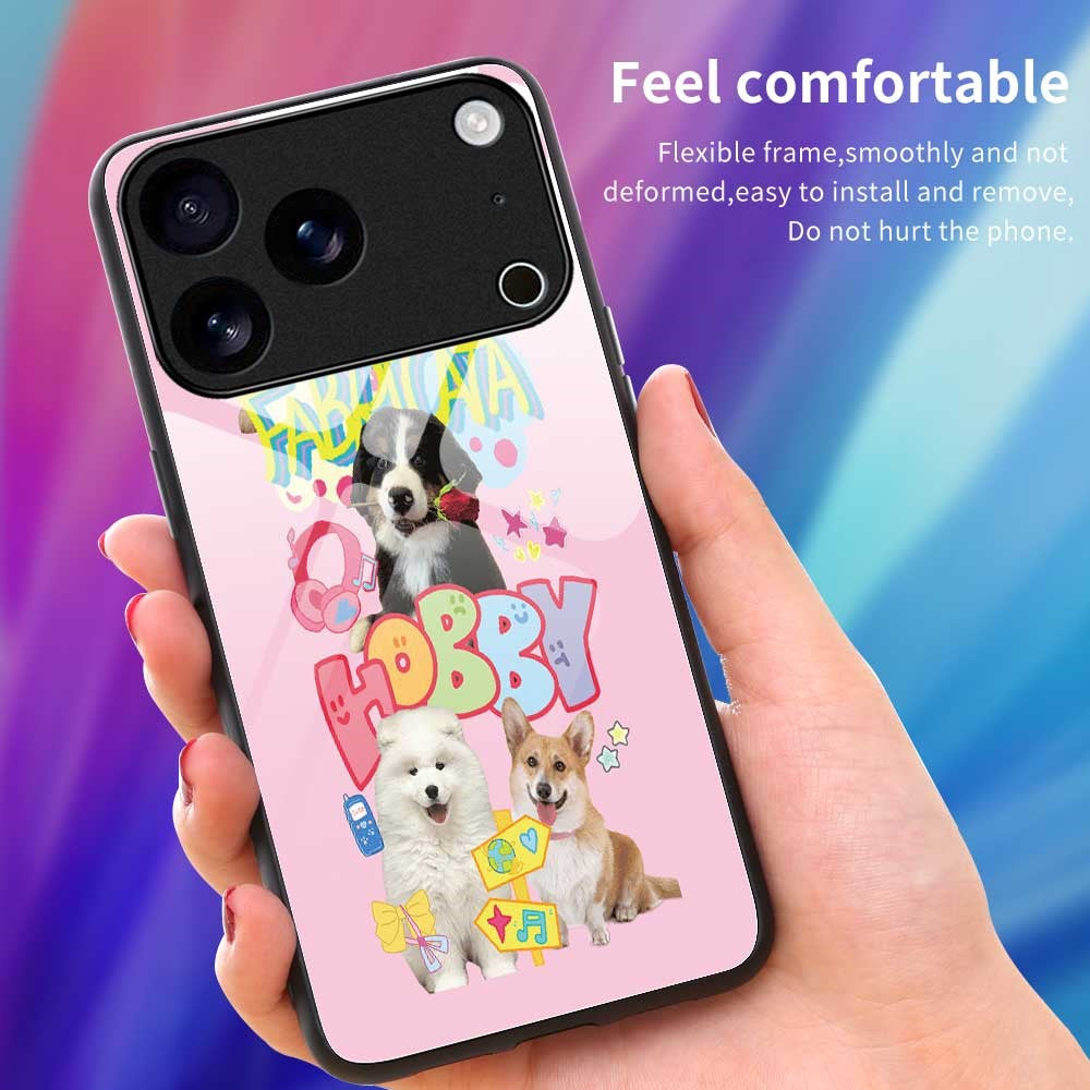 For iPhone 17 Pro Max Case PC TPU Tempered Glass Pattern Printing Phone Back Cover - B0123