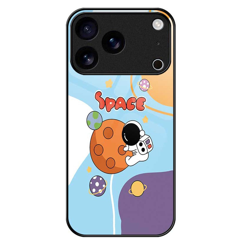 For iPhone 17 Pro Max Case PC TPU Tempered Glass Pattern Printing Phone Back Cover - B0124