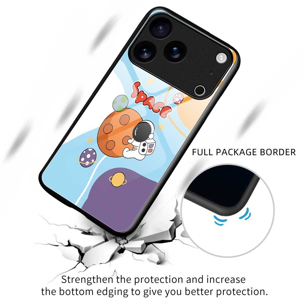 For iPhone 17 Pro Max Case PC TPU Tempered Glass Pattern Printing Phone Back Cover - B0124