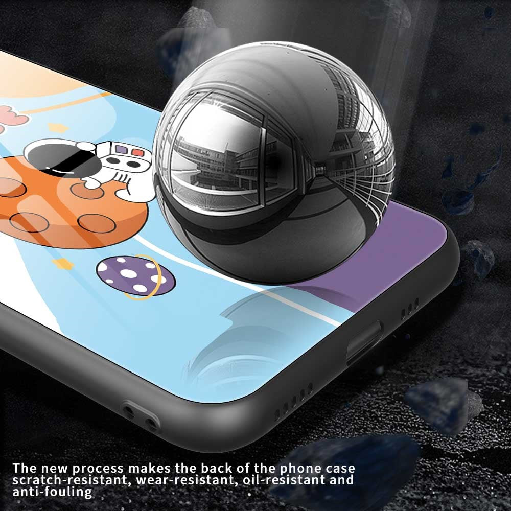 For iPhone 17 Pro Max Case PC TPU Tempered Glass Pattern Printing Phone Back Cover - B0124